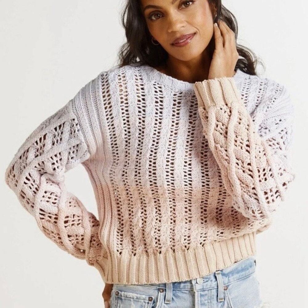 John + Jenn Pink & Purple Ombre Knit Sweater Size Small